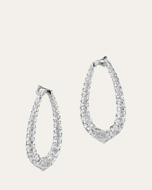 18K White Gold Merveilles Medium Halo Diamond Earrings